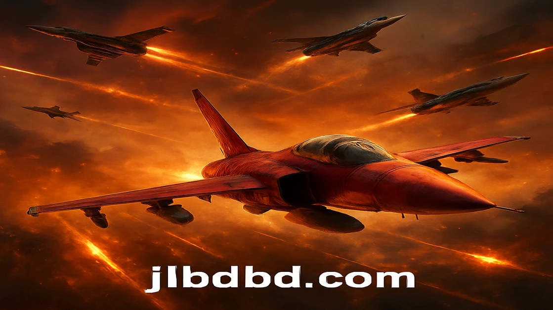 jlbd অ্যাভিয়েটর গেমটি কেন্দ্রীয় করে একটি তীব্র বায়ু-সংঘর্ষ দৃশ্য, যেখানে যুদ্ধবিমান ও বিস্ফোরণময় অ্যাকশন খেলার উত্তেজনা বোঝায়।
