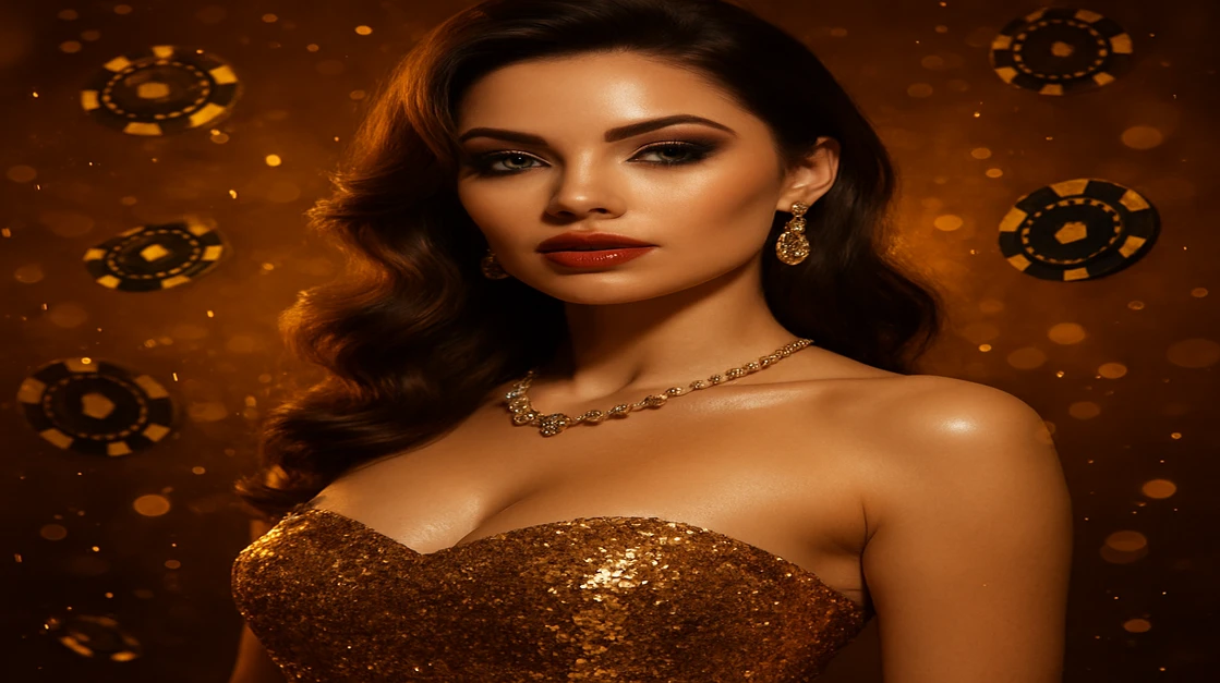 jlbd গেমিং প্ল্যাটফর্মে ঝলমলে সোনালি পোশাকে এক গ্ল্যামারাস নারী বিলাসবহুল জয়-অনুভবকে তুলে ধরেন, চারদিকে চকচকে সোনা-মুদ্রা ও চিপের বর্ষণ ছড়িয়ে আছে।